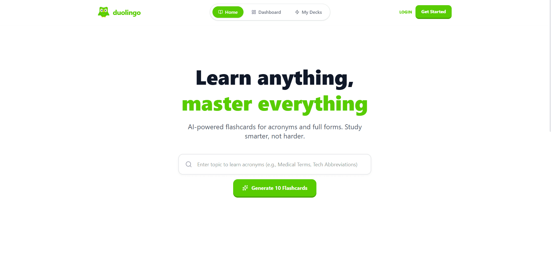 Generative AI Study & Flashcard System (Duolingo Based)